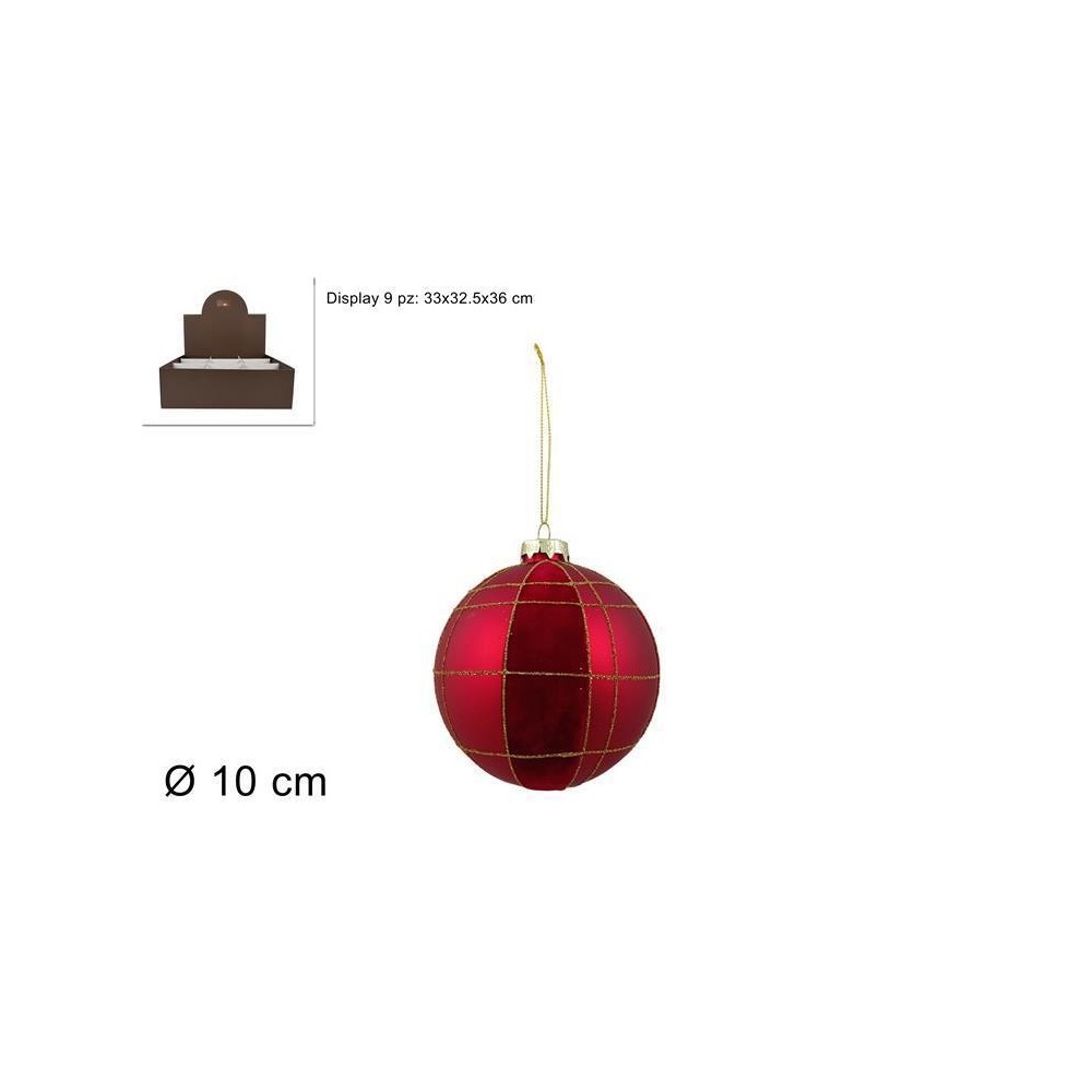 SFERA VETRO D10 ROSSA QUADRI F